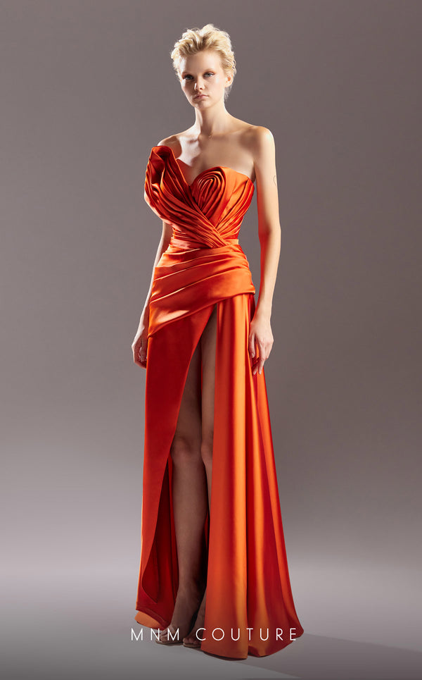 MNM Couture G1511 Long A Line Pleated Formal Dress