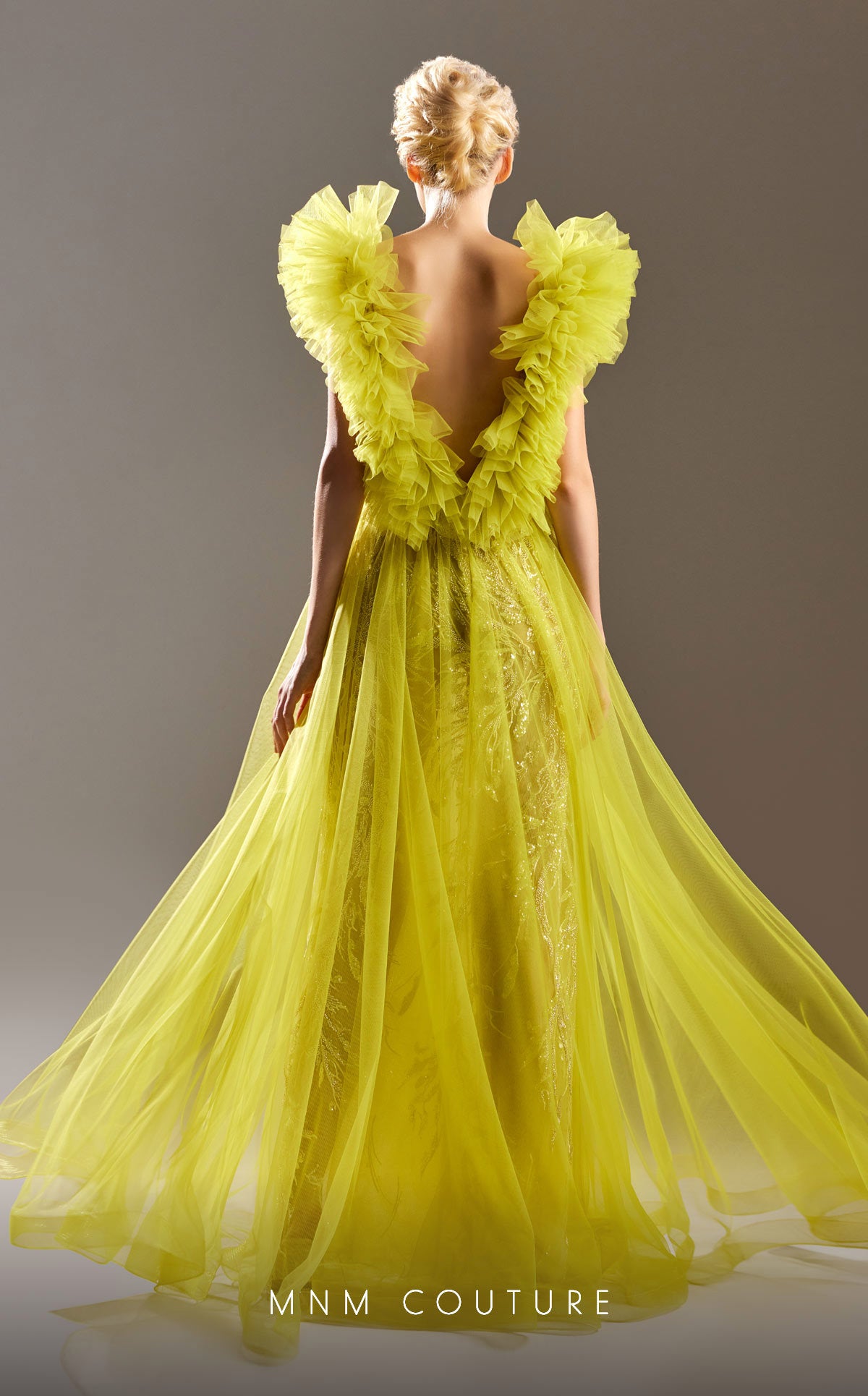 MNM Couture G1515 Beaded A Line Ruffle Formal Dress