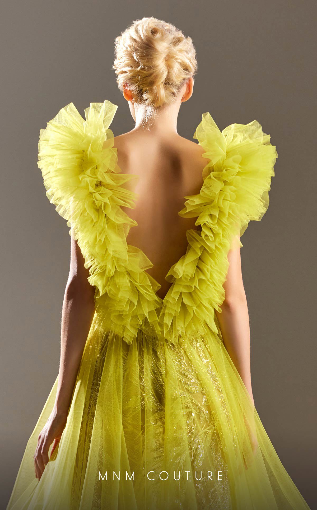 MNM Couture G1515 Beaded A Line Ruffle Formal Dress