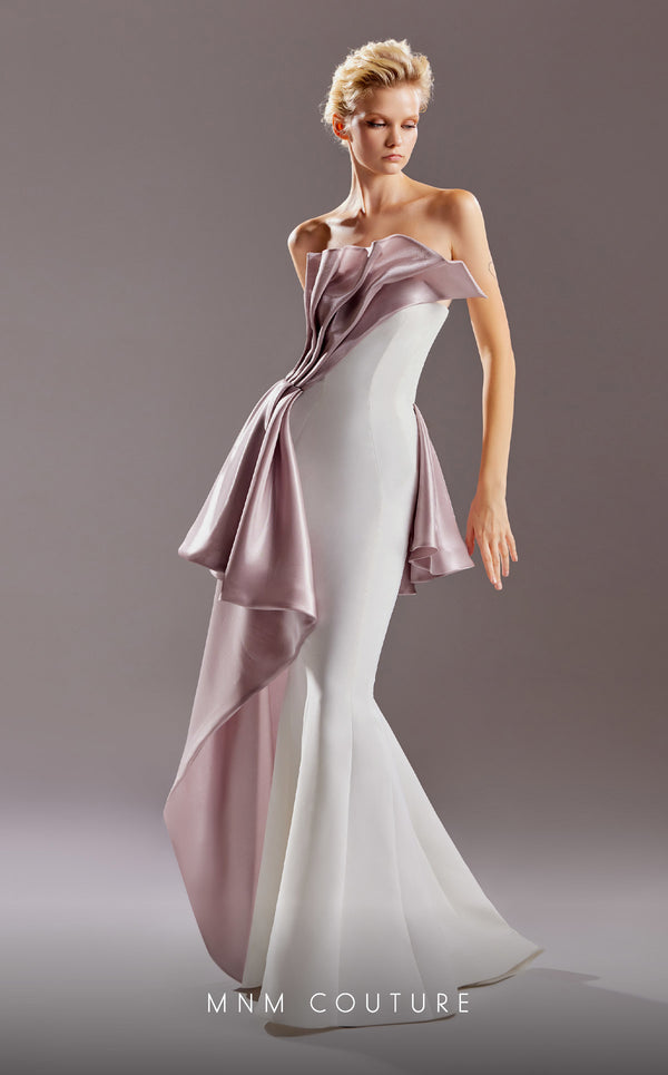 MNM Couture G1517 Fitted Ruffle Long Mermaid Formal Evening Dress