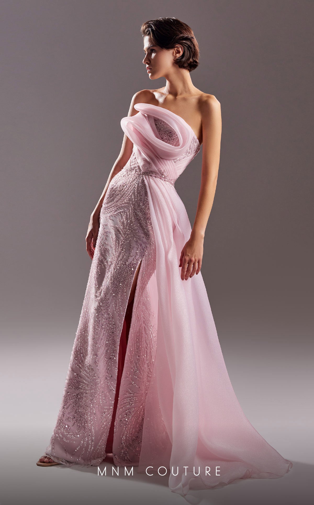 MNM Couture G1524 Beaded Long Slit Overskirt Formal Evening Dress MNM Couture G1524 Beaded Long Slit Overskirt Formal Evening Dress