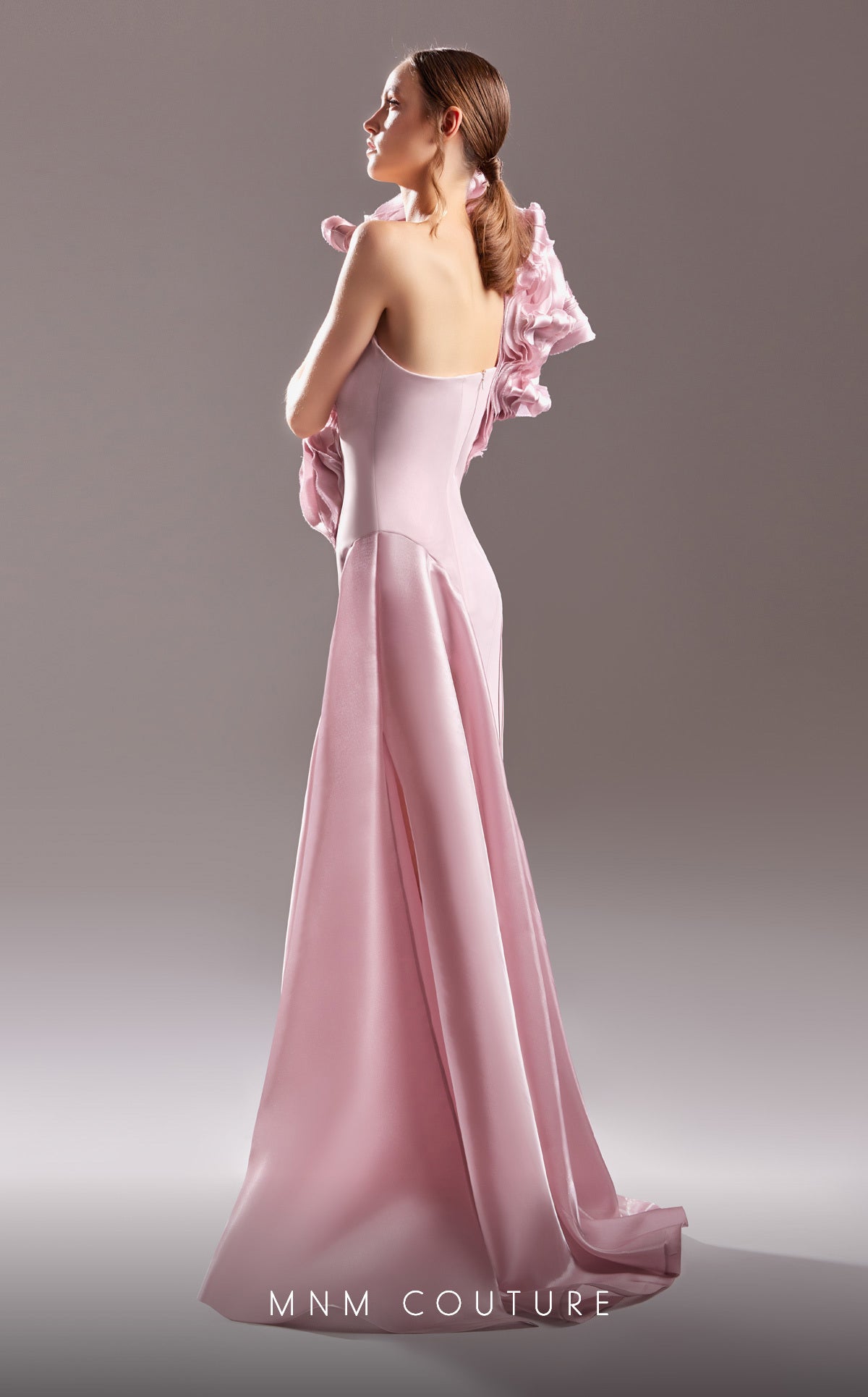 MNM Couture G1532 A Line Overskirt Long Ruffle Formal Dress