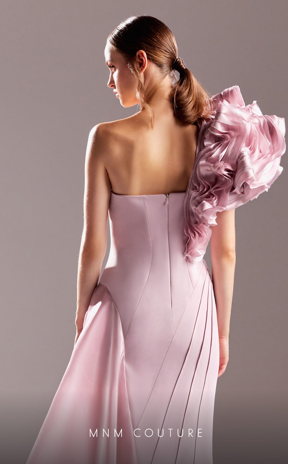MNM Couture G1532 A Line Overskirt Long Ruffle Formal Dress