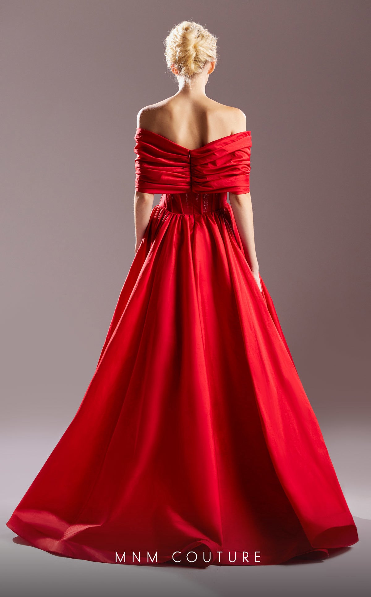 MNM Couture G1533 A Line Long Ruched Slit Formal Prom Dress
