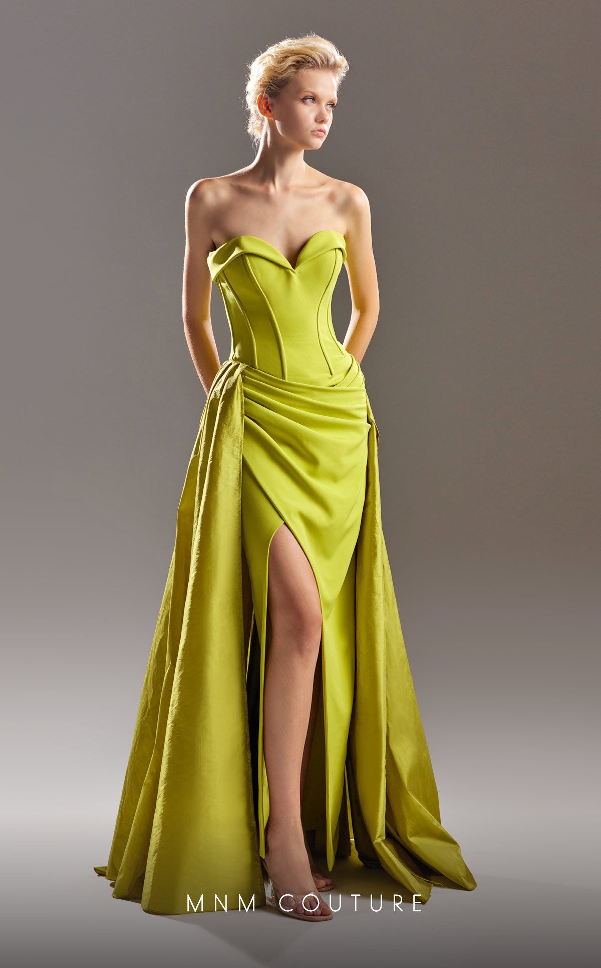 MNM Couture G1534 Overskirt Long Formal Fitted Evening Dress