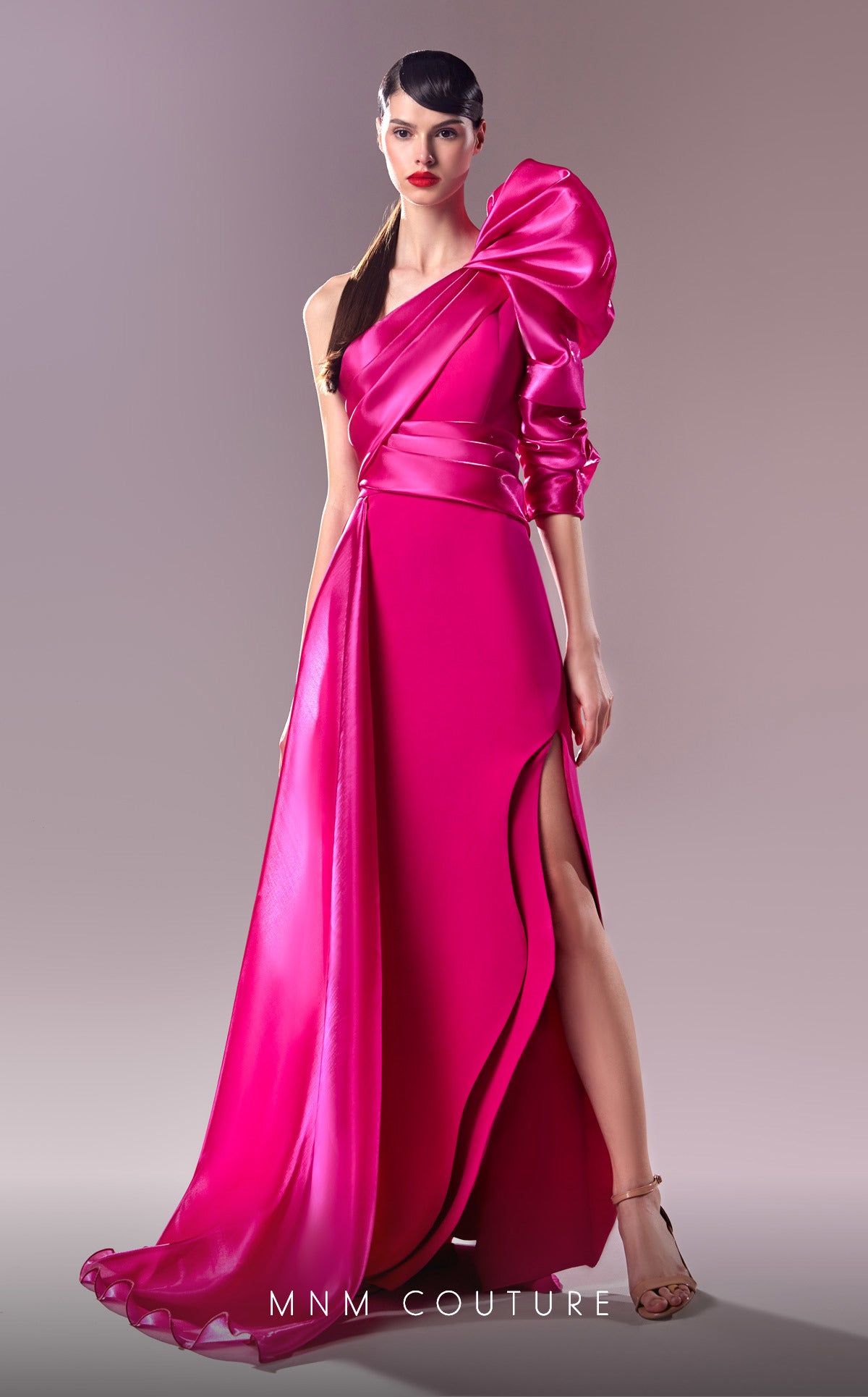 MNM Couture G1601 Long Slit A Line Overskirt Formal Evening Dress