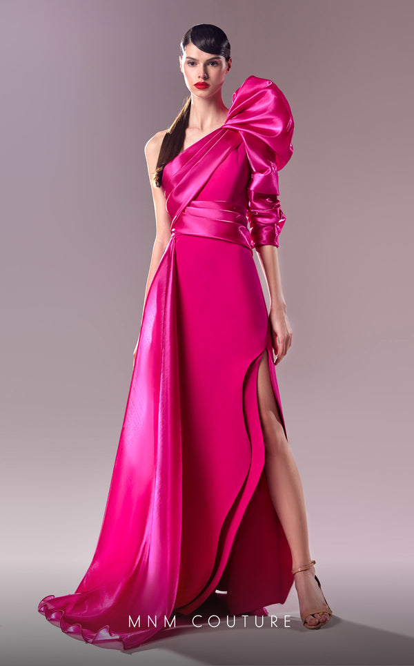 MNM Couture G1601 Long Slit A Line Overskirt Formal Evening Dress