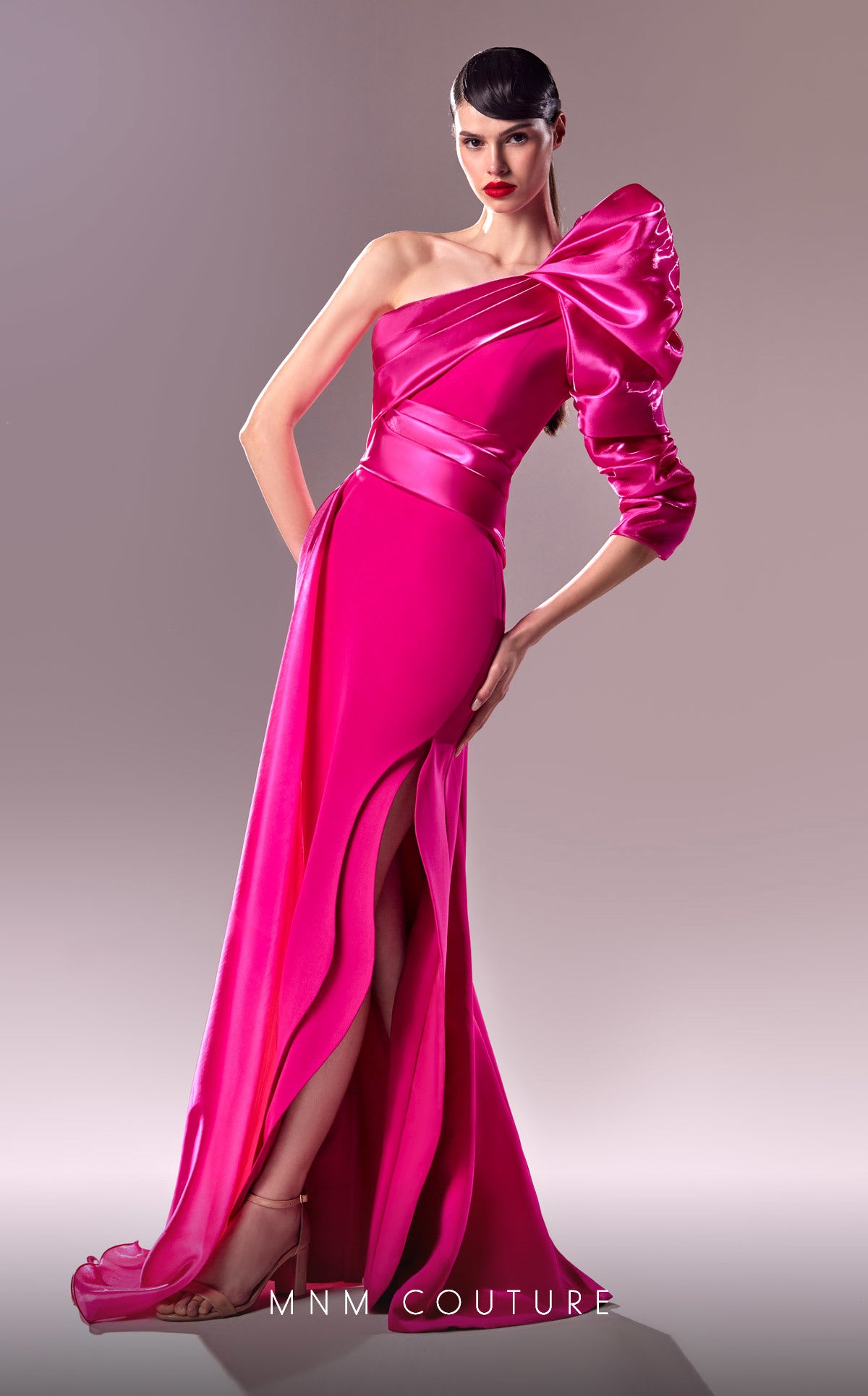 MNM Couture G1601 Long Slit A Line Overskirt Formal Evening Dress