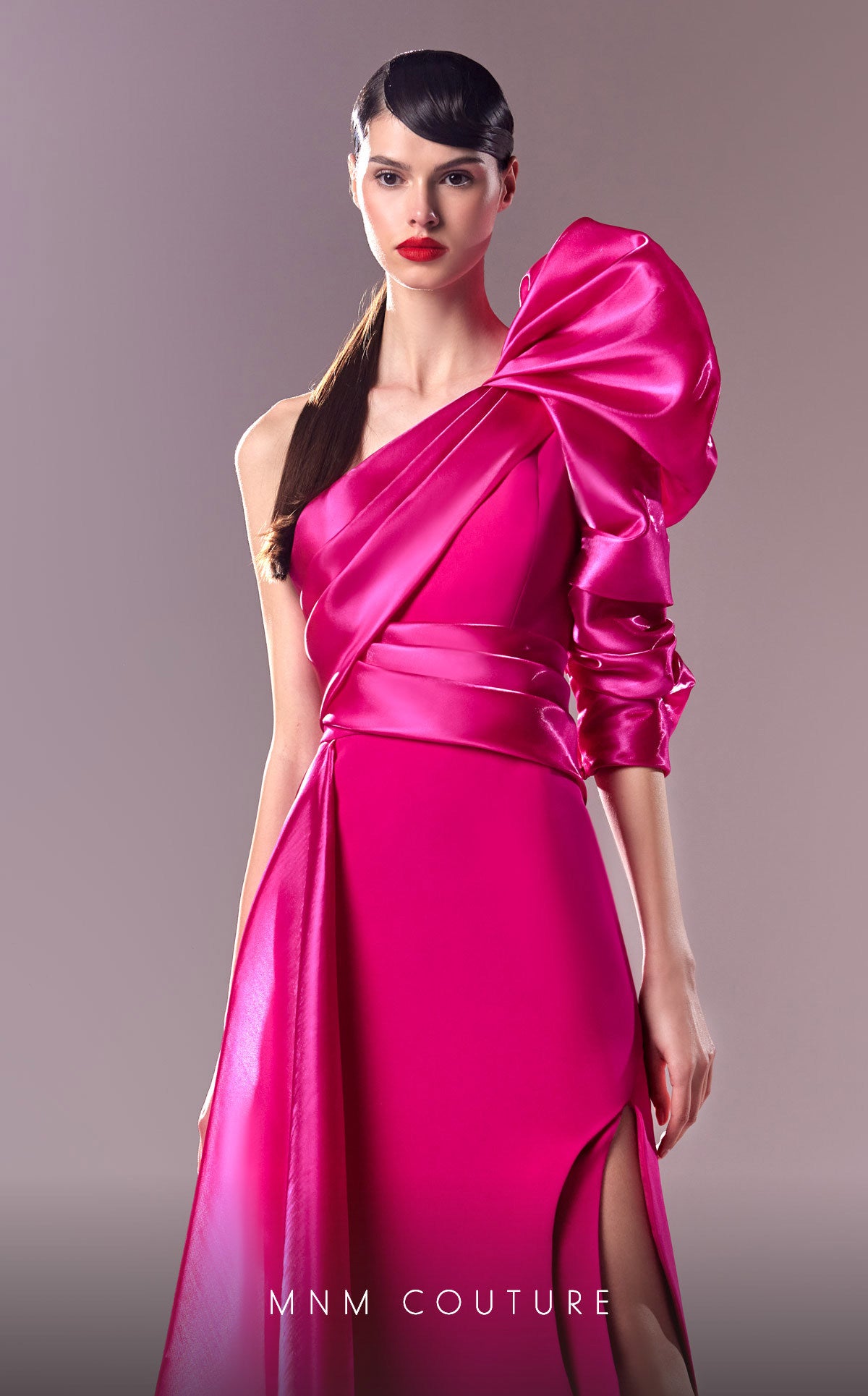 MNM Couture G1601 Long Slit A Line Overskirt Formal Evening Dress