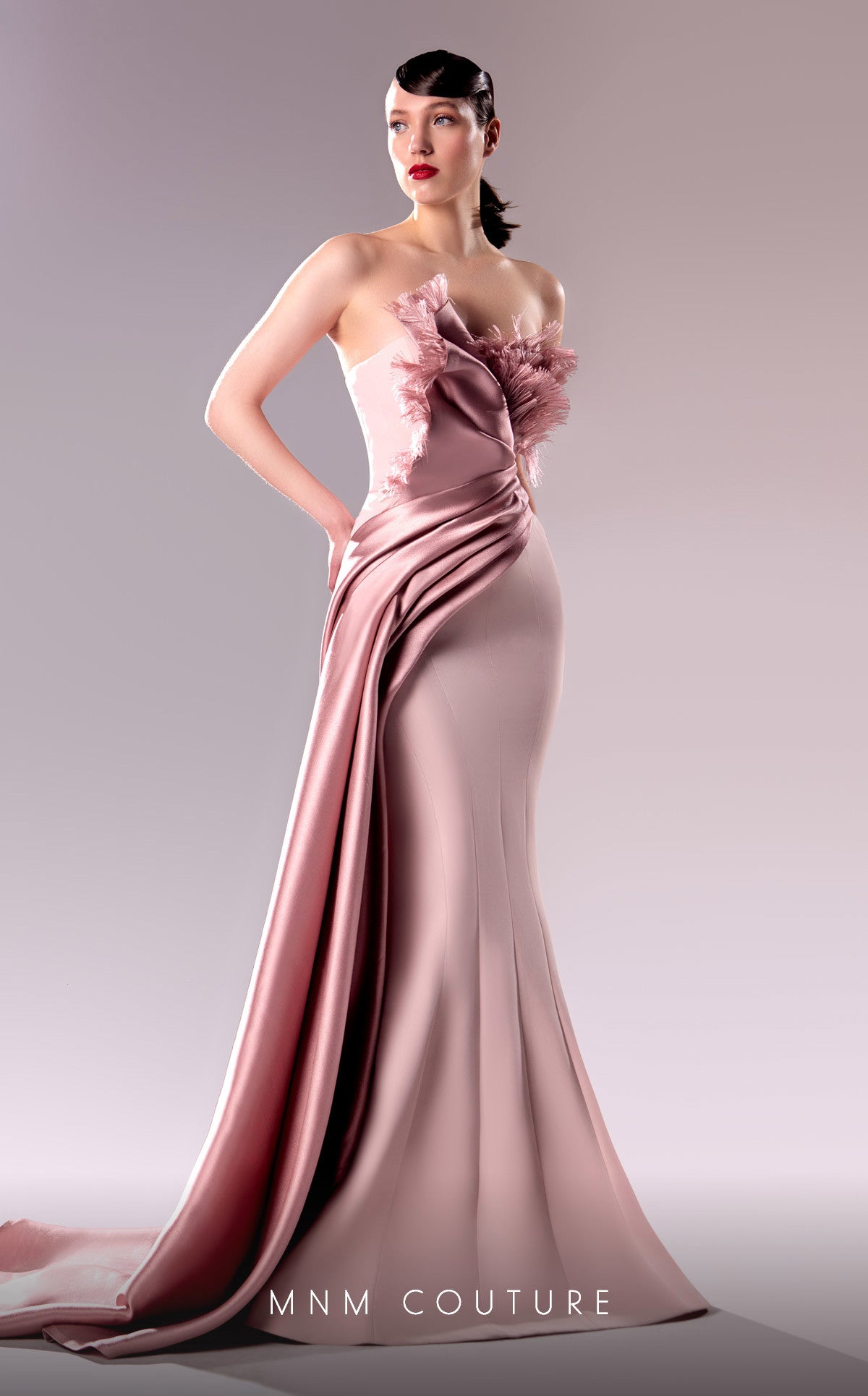 MNM Couture G1611 Pleated Long Formal Mermaid Prom Dress