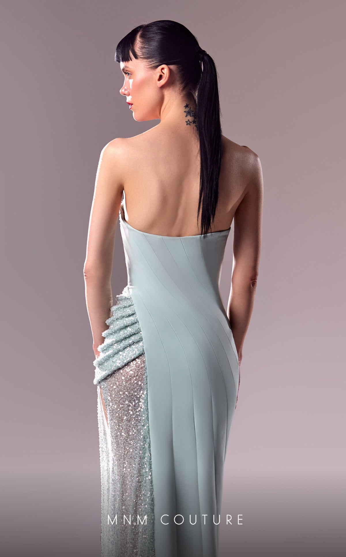 Prom Dresses Long Formal Beaded Mesh Prom Dress Blue