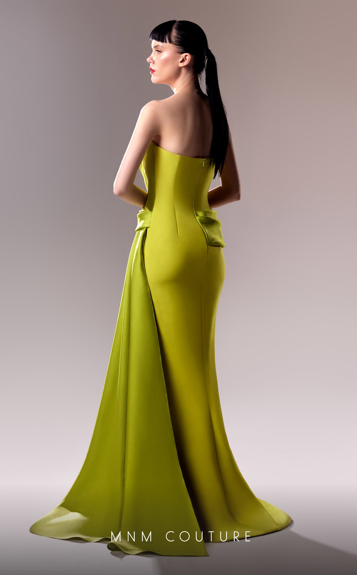 MNM Couture G1617 Pleated Long Slit Formal Evening Dress