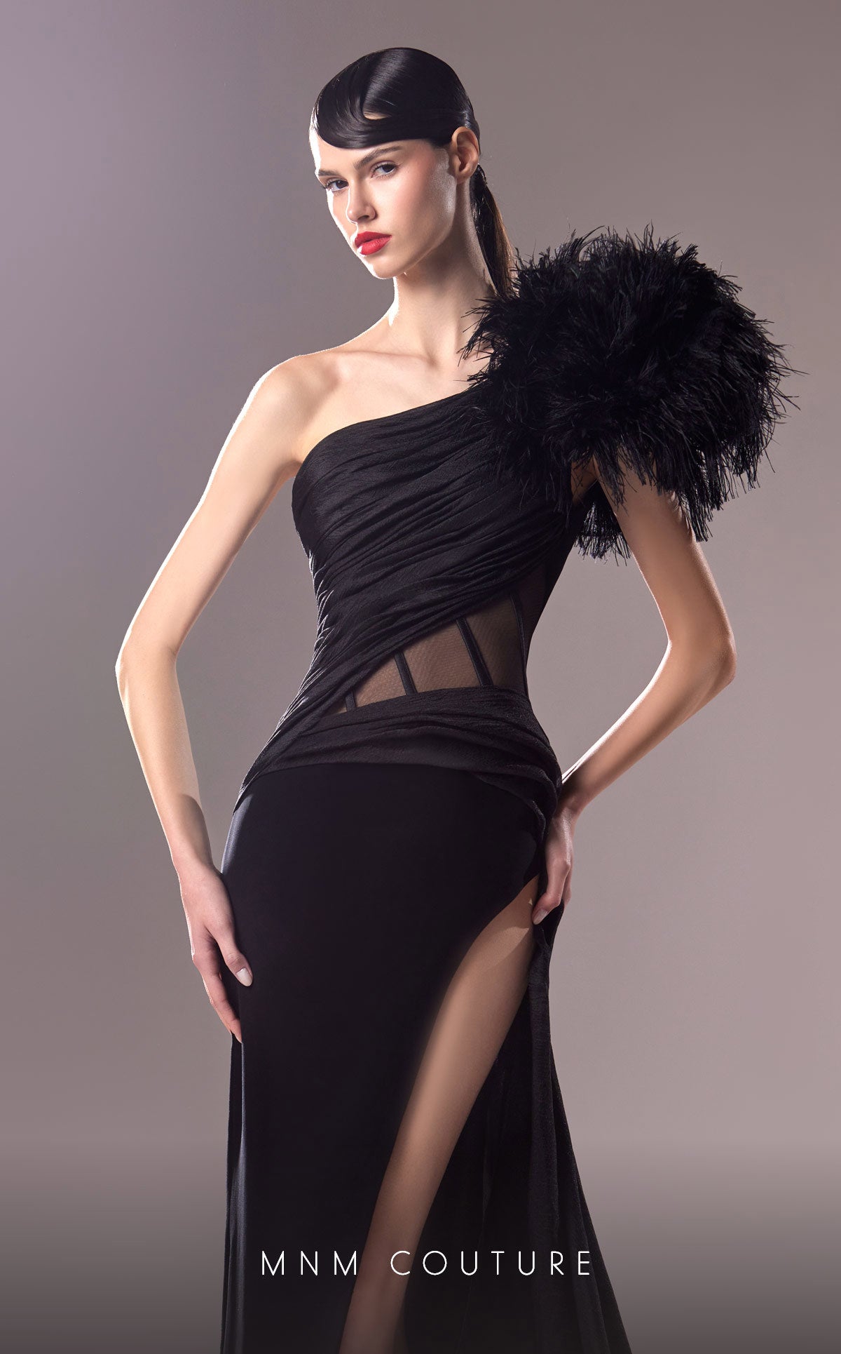 MNM Couture G1618 Fitted Long Formal Detachable Skirt  Prom Dress