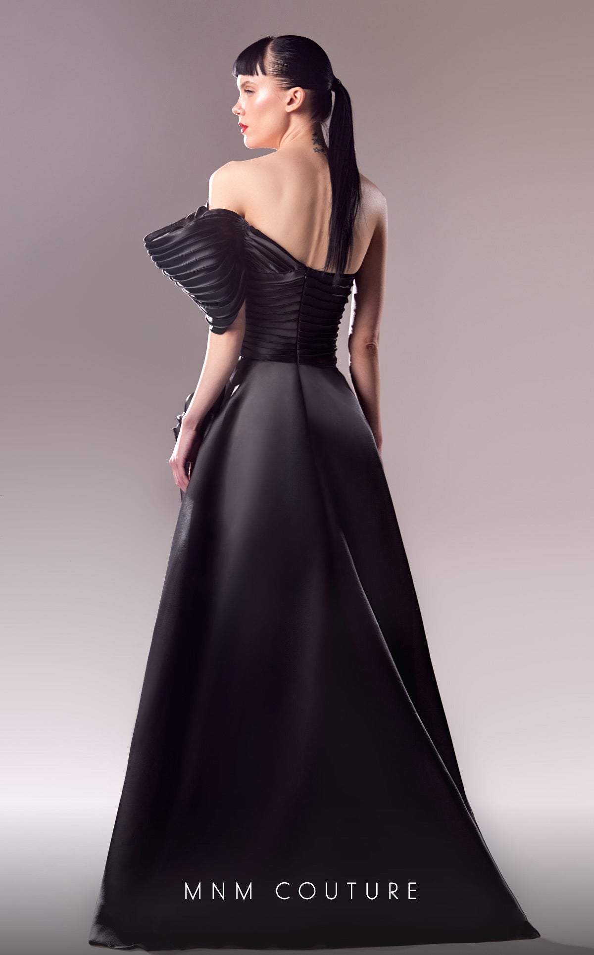 MNM Couture G1619 Long Formal A Line Pleated Evening Dress