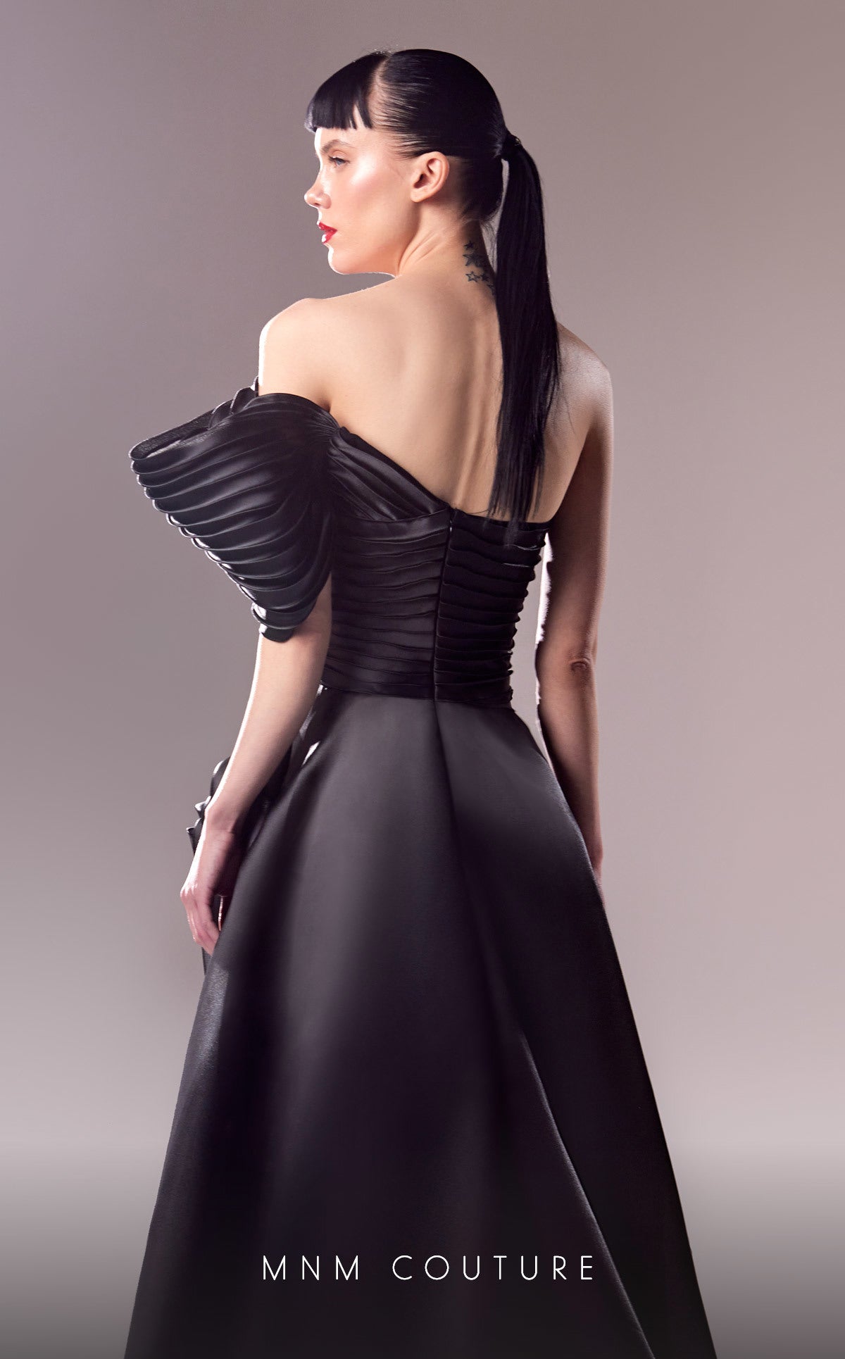 MNM Couture G1619 Long Formal A Line Pleated Evening Dress