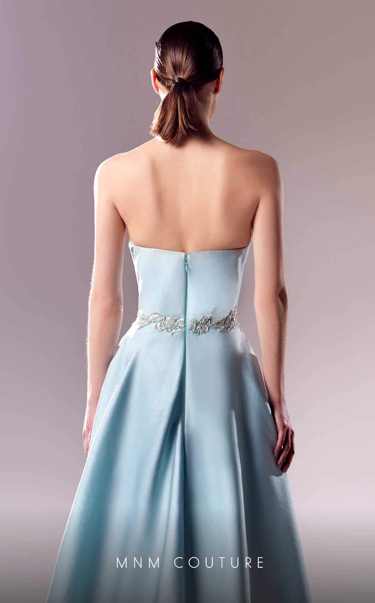 MNM Couture G1627 Fitted Long Beaded Overskirt Slit Formal Dress