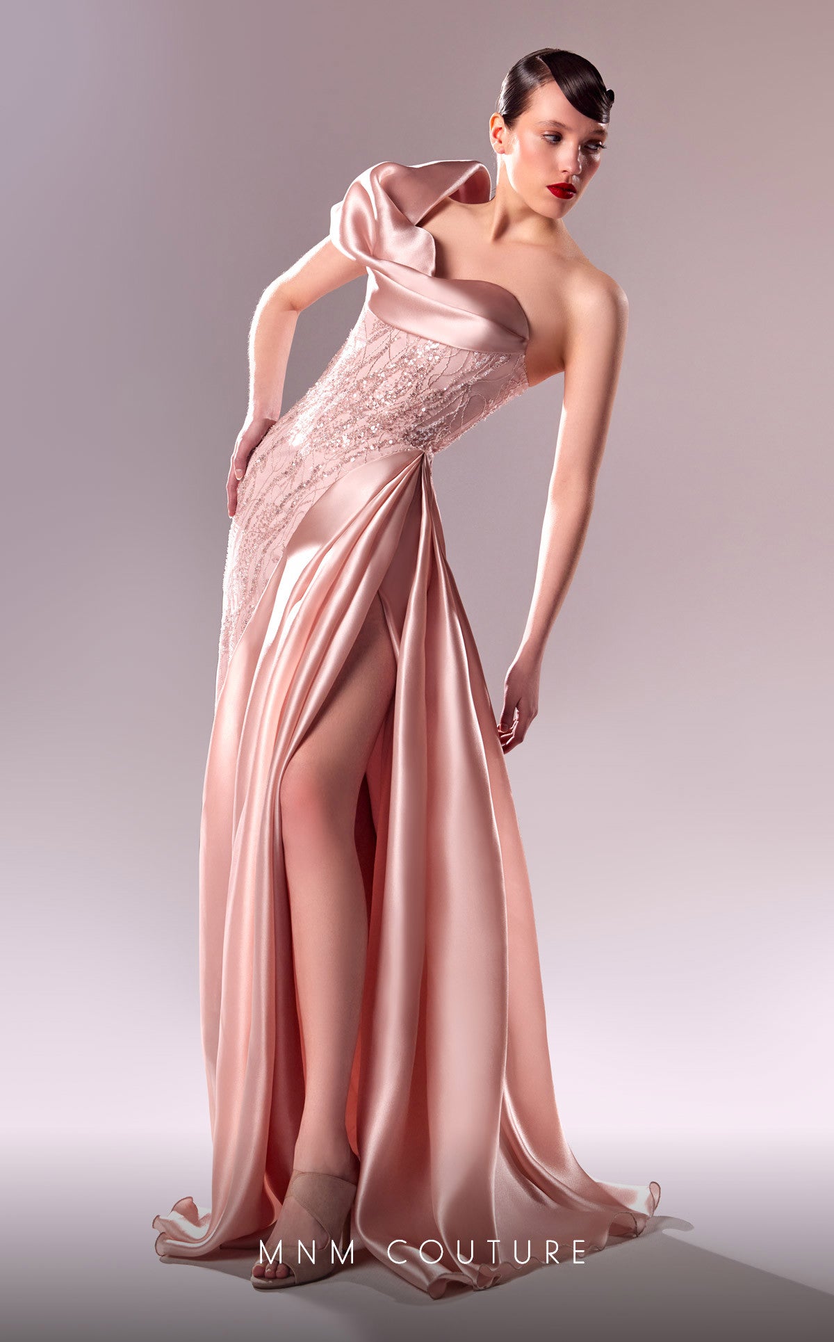 MNM Couture G1631 Long A Line Beaded Lace Formal Prom Dress
