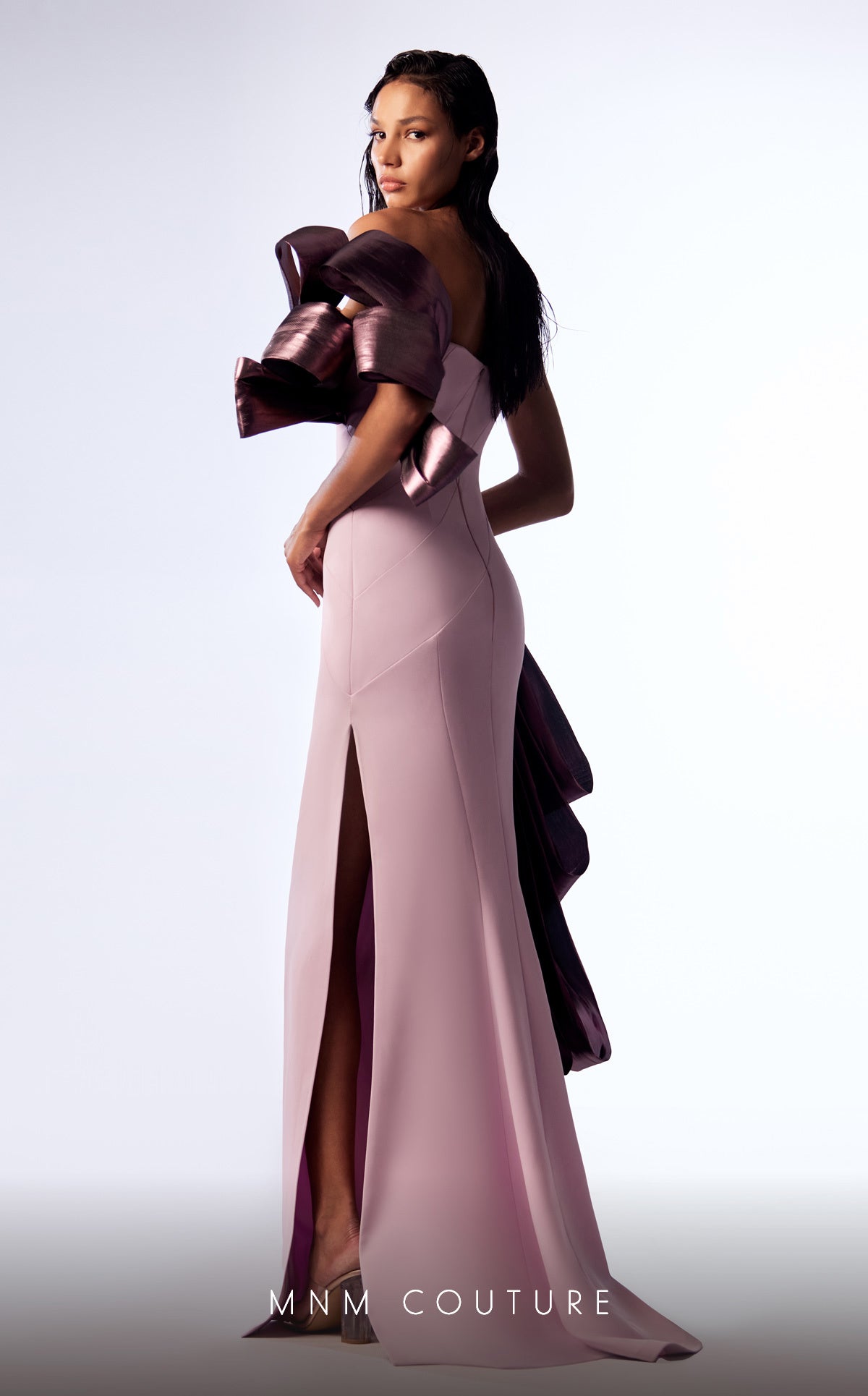 MNM Couture G1713 Long Metallic Formal Fitted Evening Dress