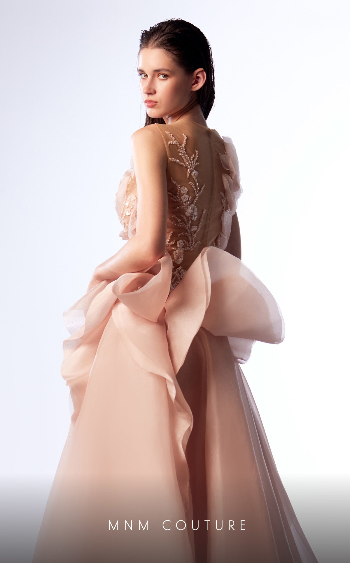 MNM Couture G1723 A Line Long Formal Ruffled Peplum Evening Prom Dress