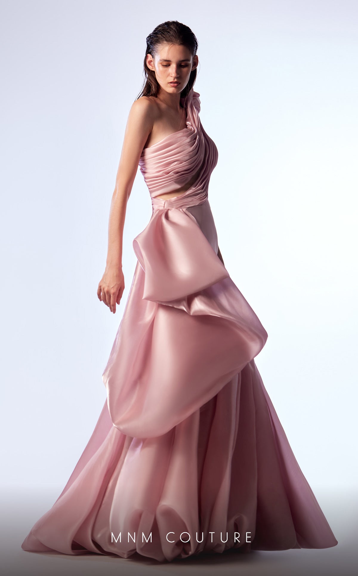 Prom Dresses Long Formal Pleated Ruffle Mermaid Prom Dress MNM Couture G1729 Pink