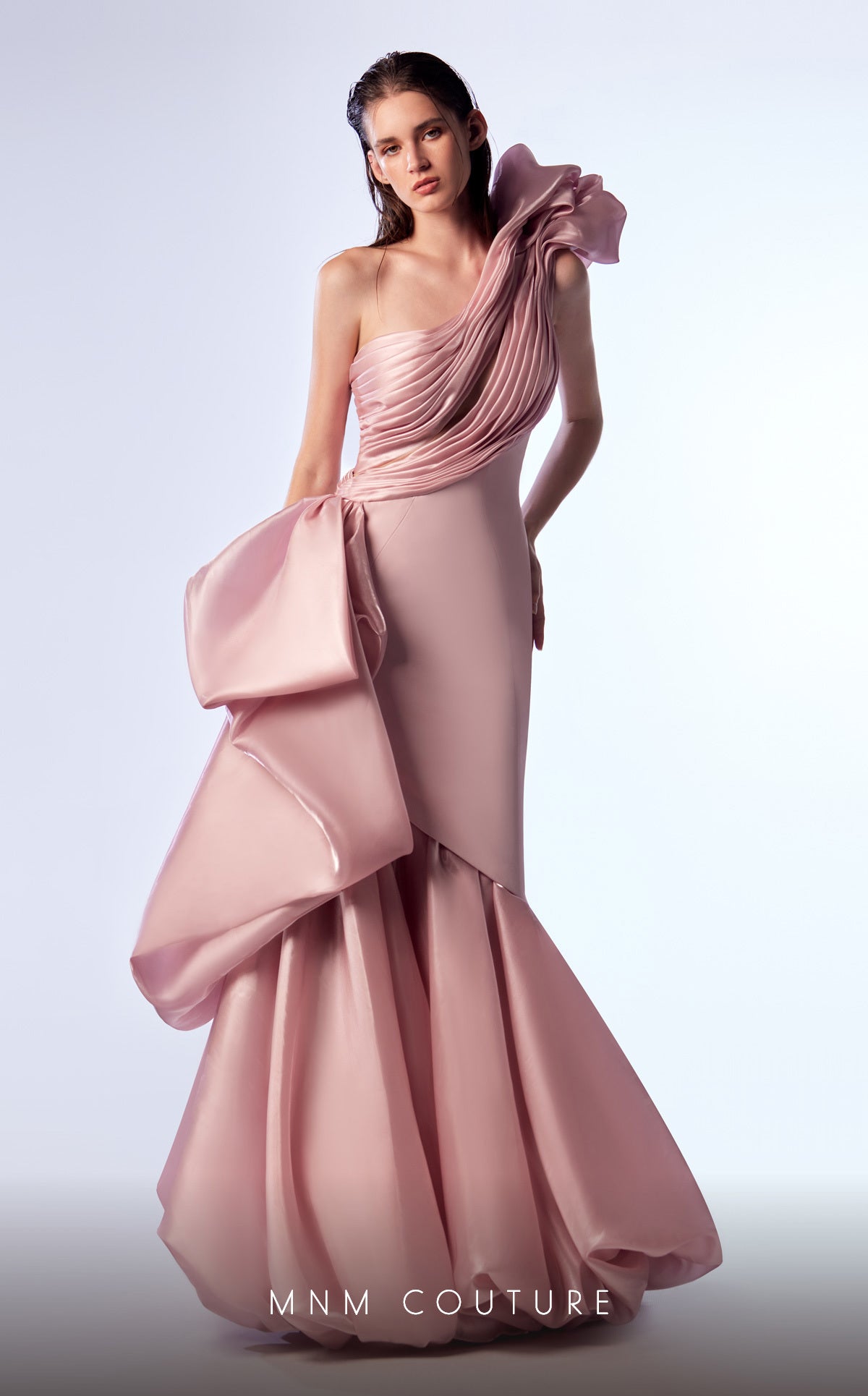Prom Dresses Long Formal Pleated Ruffle Mermaid Prom Dress MNM Couture G1729 Pink