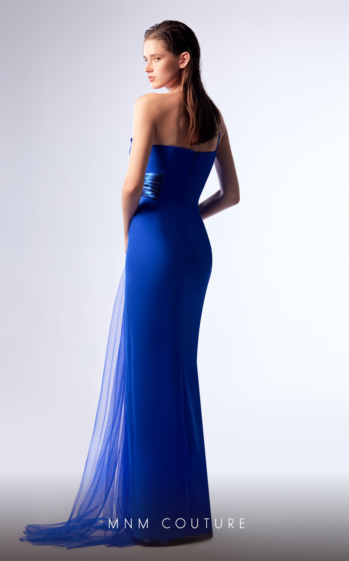 MNM Couture G1731 Fited Long Mermaid Formal Metallic Prom Dress