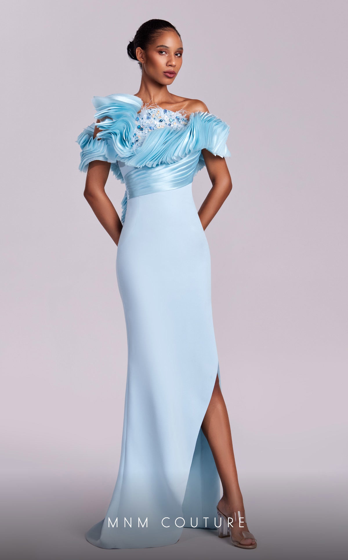 Prom Dresses Beaded Sequin Formal Long Prom Dress Light Blue