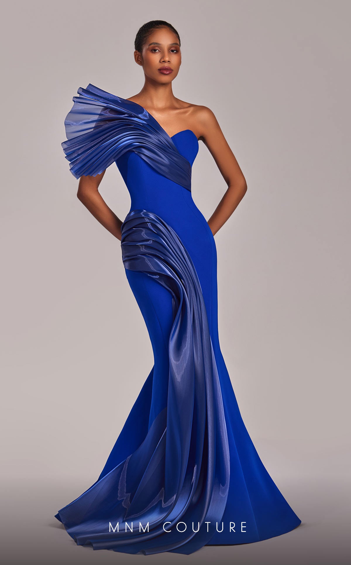 MNM Couture G1808 Mermaid Fit Long Formal Metallic Prom Dress