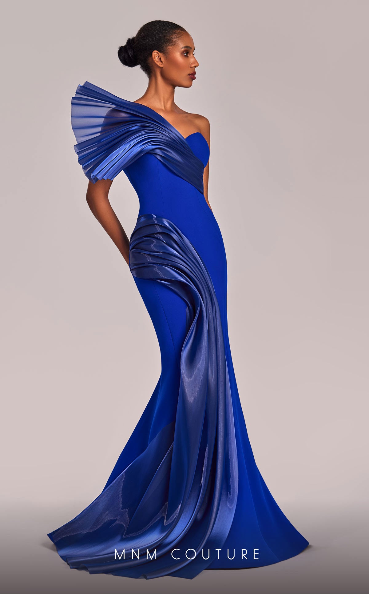 MNM Couture G1808 Mermaid Fit Long Formal Metallic Prom Dress