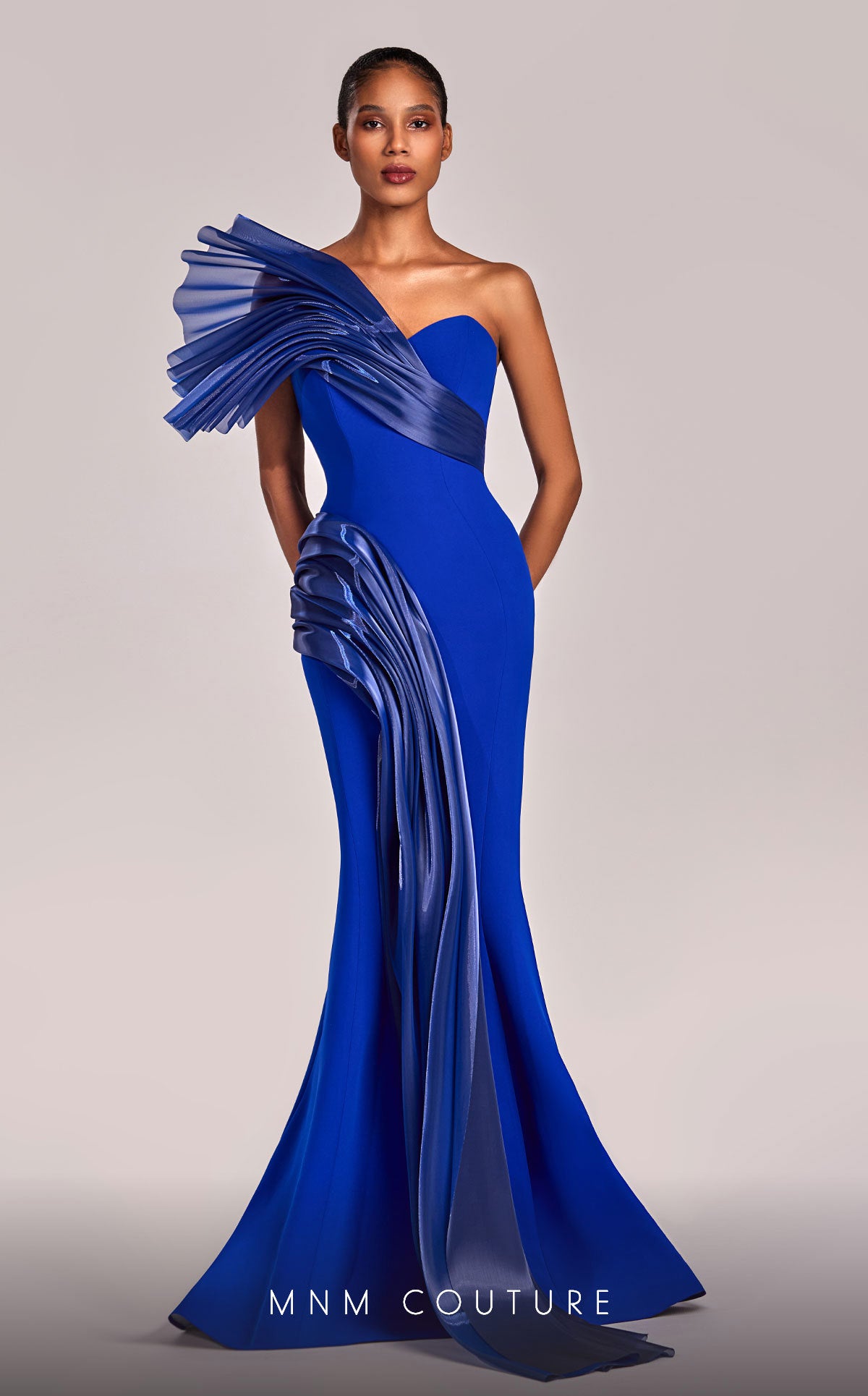 MNM Couture G1808 Mermaid Fit Long Formal Metallic Prom Dress