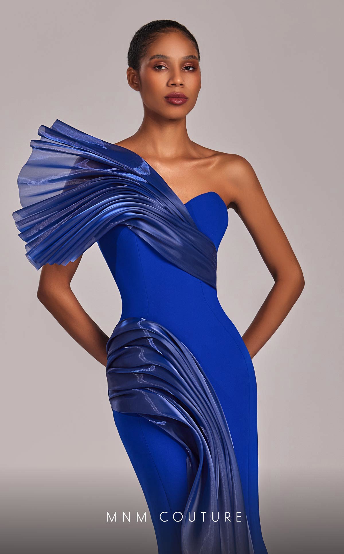 MNM Couture G1808 Mermaid Fit Long Formal Metallic Prom Dress