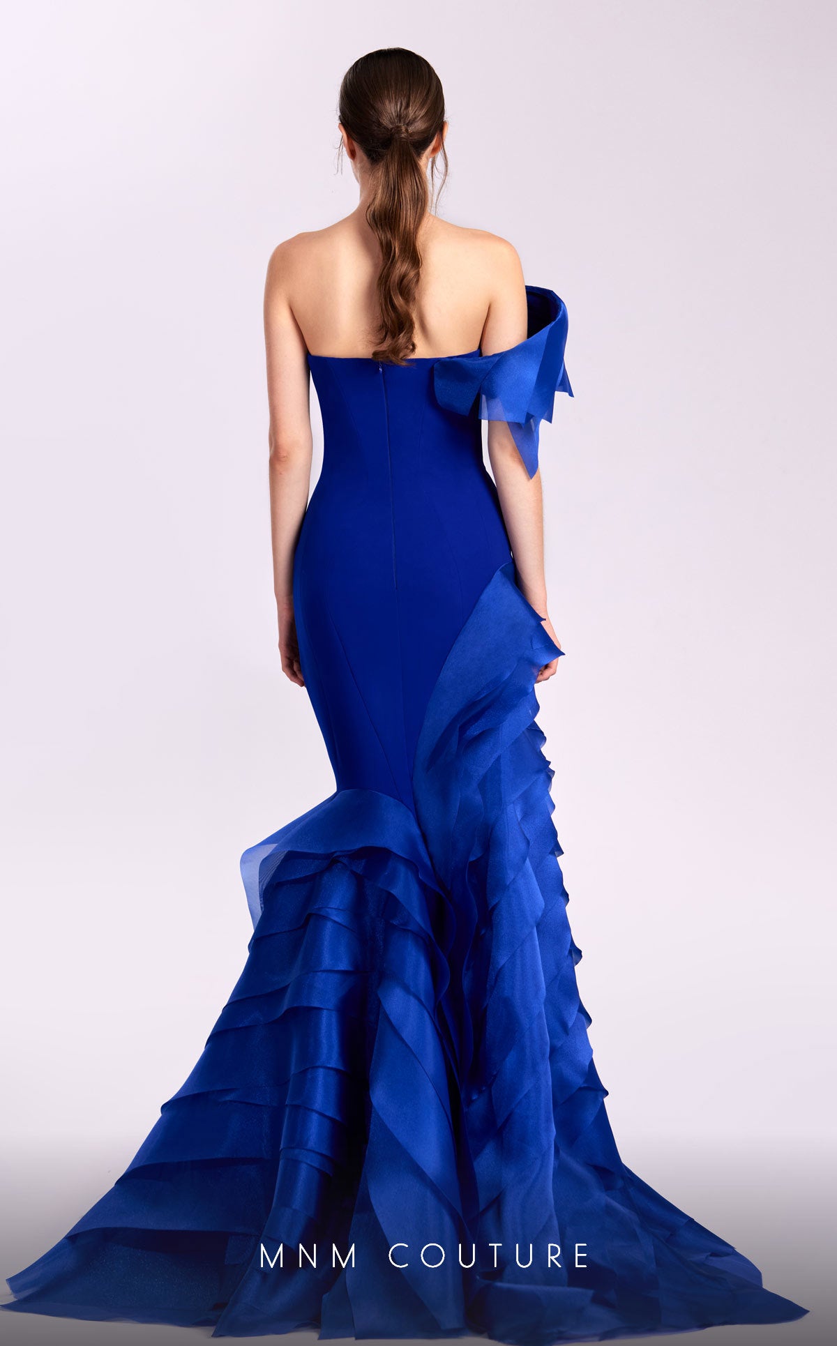 Formal Dresses Ruffle Fitted Formal Long Prom Dress Blue