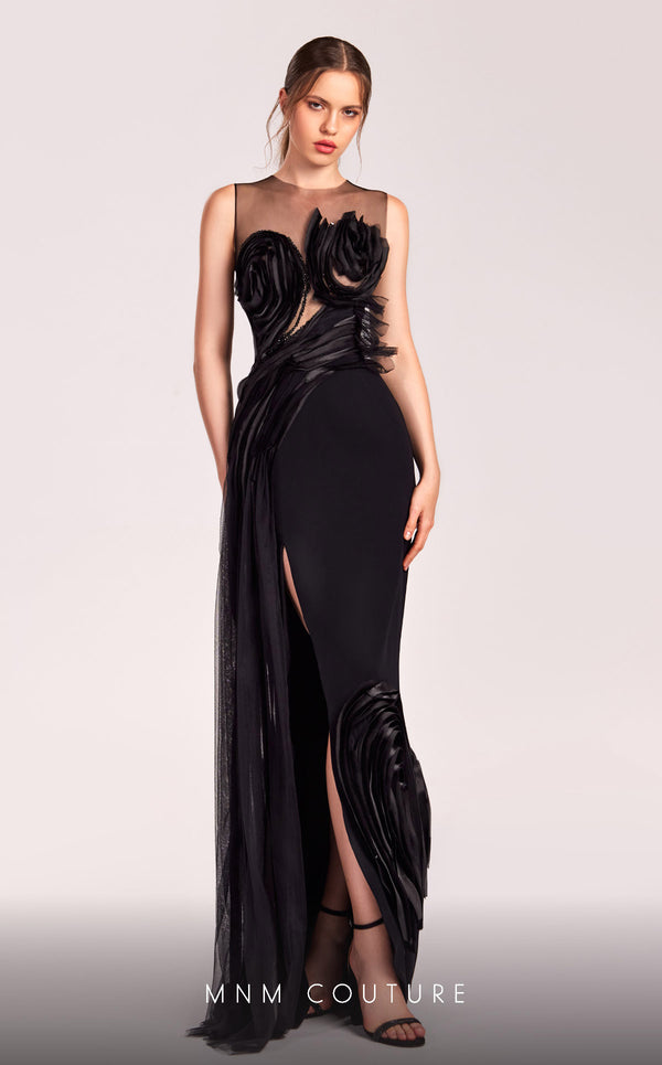 Illusion Floor-Length Jersey Formal Mermaid MNM Couture G1816