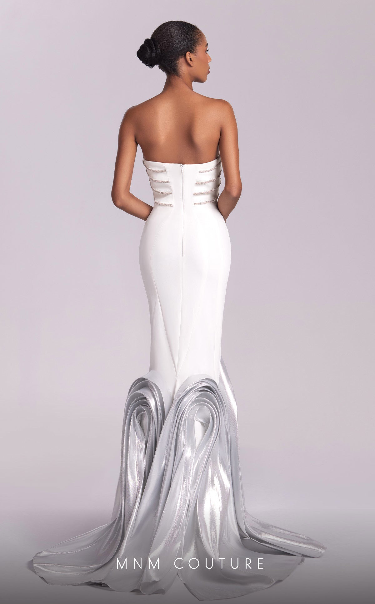 MNM Couture G1819 Long Mermaid Formal Beaded Metallic Prom Dress
