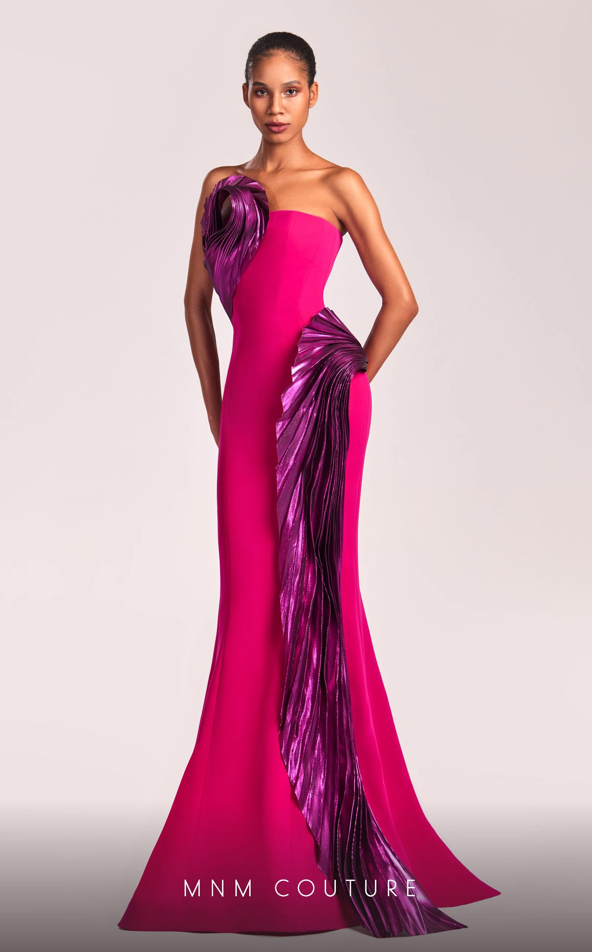 MNM Couture G1838 Long Mermaid Metallic Formal Prom Dress