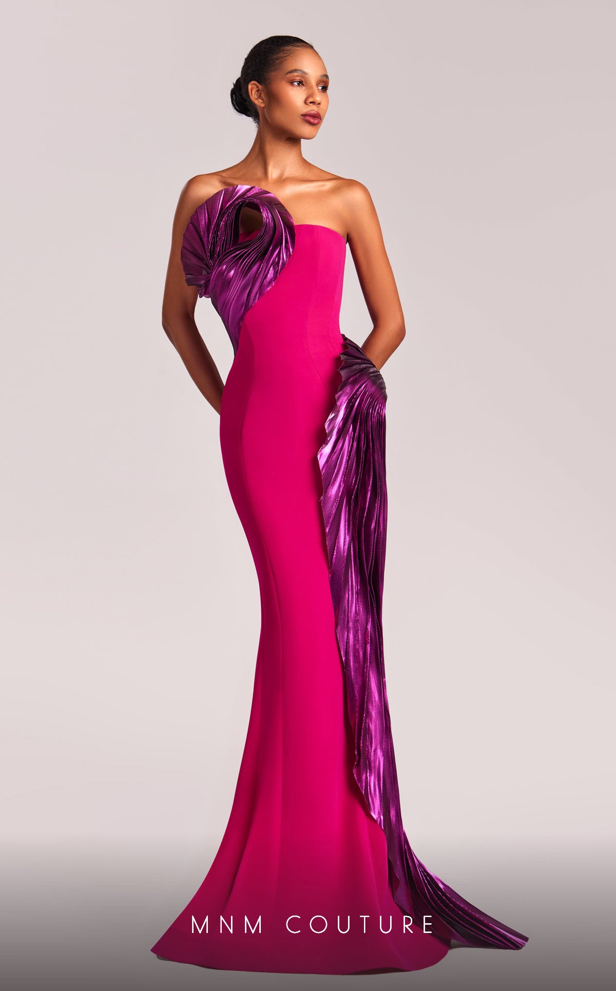 MNM Couture G1838 Long Mermaid Metallic Formal Prom Dress