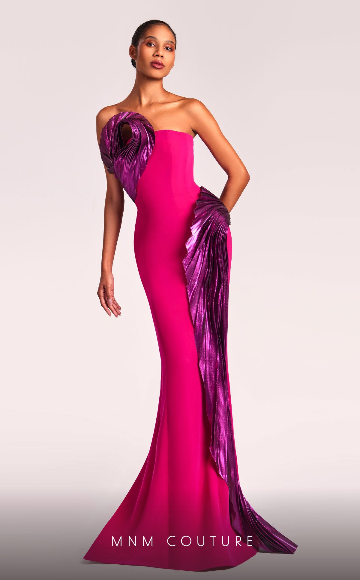 MNM Couture G1838 Long Mermaid Metallic Formal Prom Dress