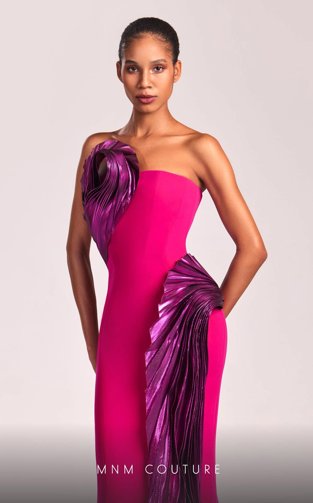 MNM Couture G1838 Long Mermaid Metallic Formal Prom Dress
