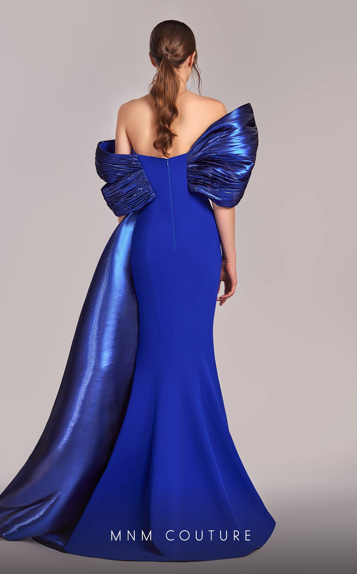 MNM Couture G1840 Mermaid Fit Long Formal Metallic Evening Dress