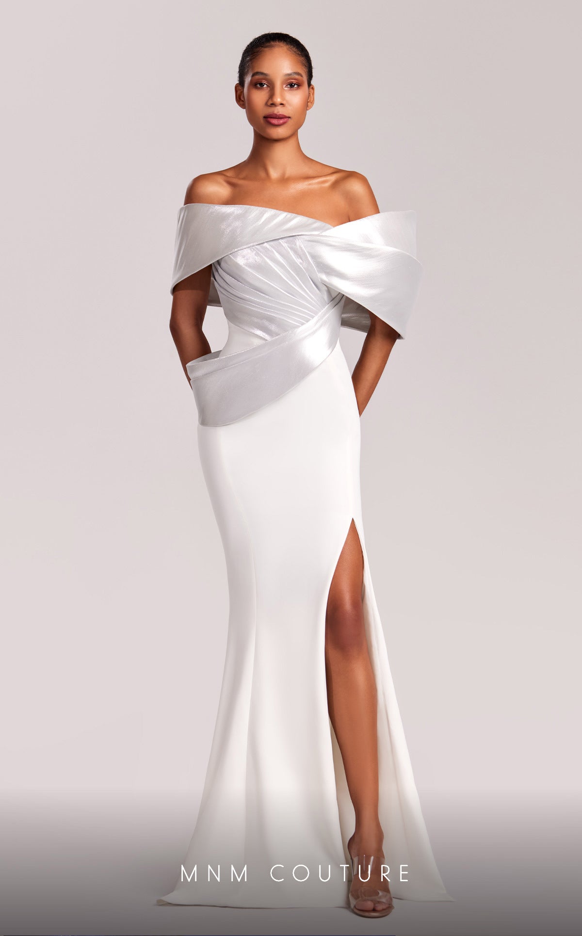 MNM Couture G1841 Long Mermaid Fitted Formal Pleated Evening Dress