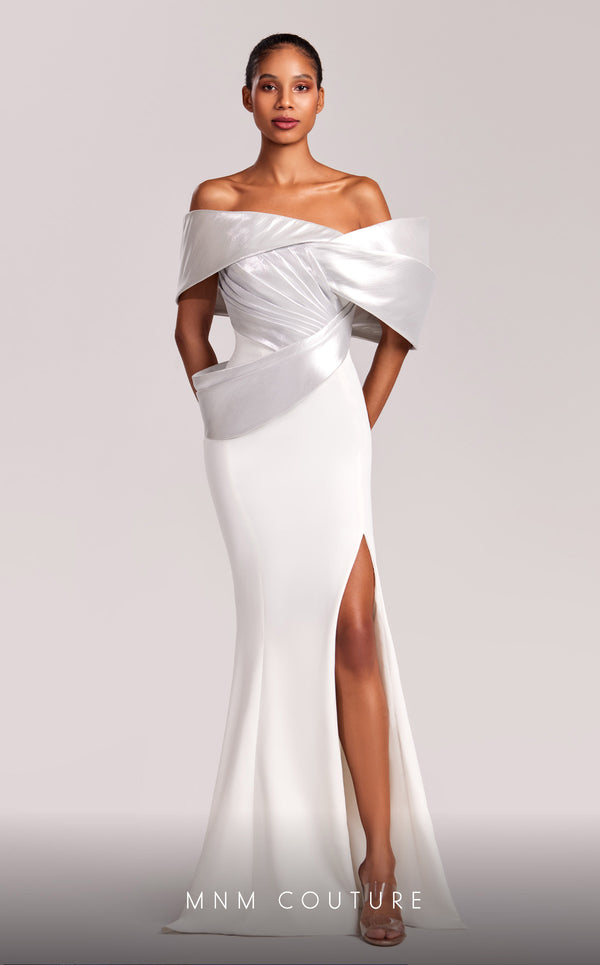 MNM Couture G1841 Long Mermaid Fitted Formal Pleated Evening Dress