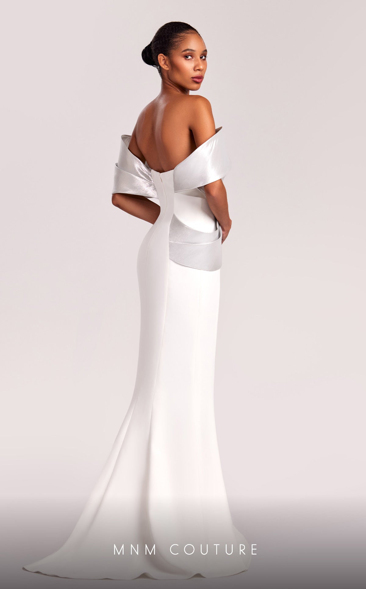 Formal Dresses Long Mermaid Fitted Formal PleatedEvening Dress Off White/Silver