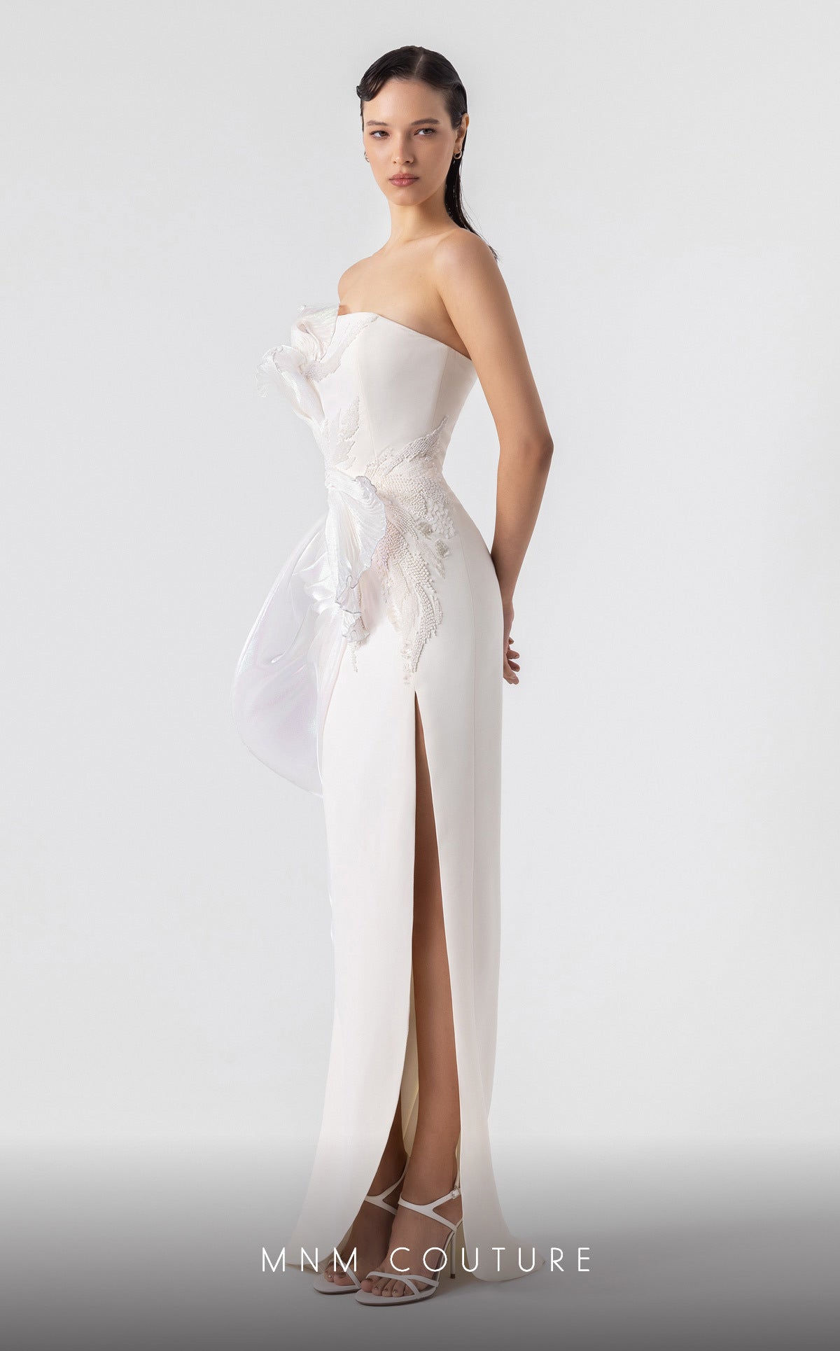 Prom Dresses Fitted Pleated Formal Long Prom Dress Off White