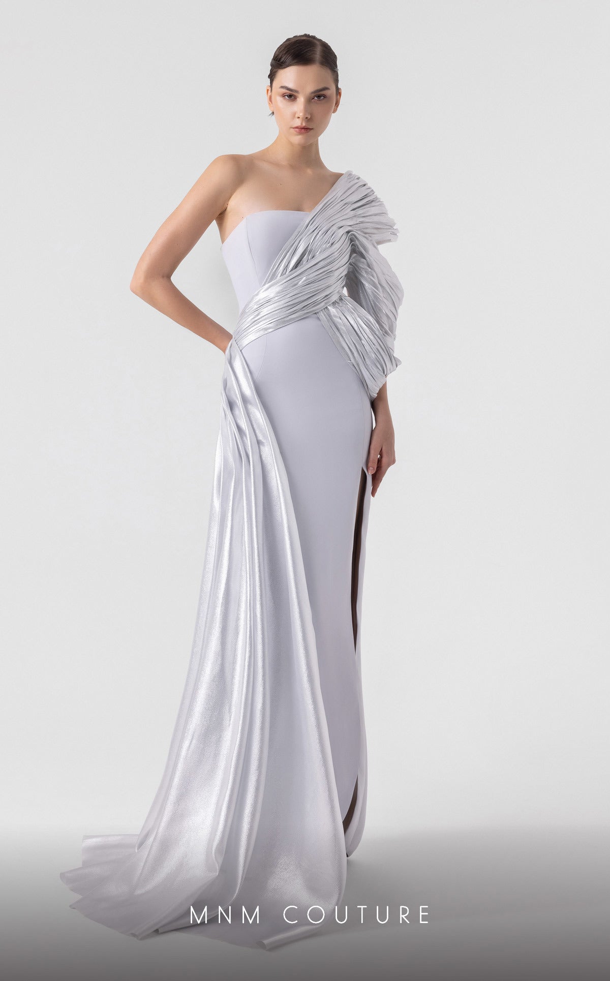 Prom Dresses Formal Long Pleated Prom Dress Silver