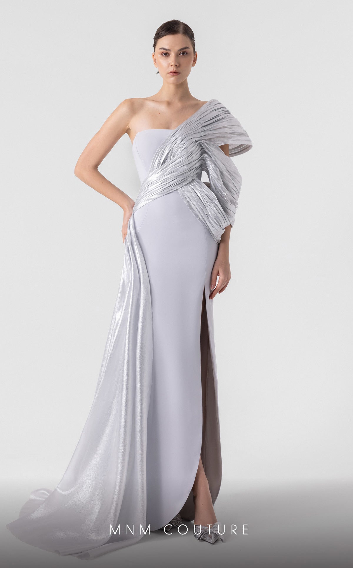 Prom Dresses Formal Long Pleated Prom Dress Silver