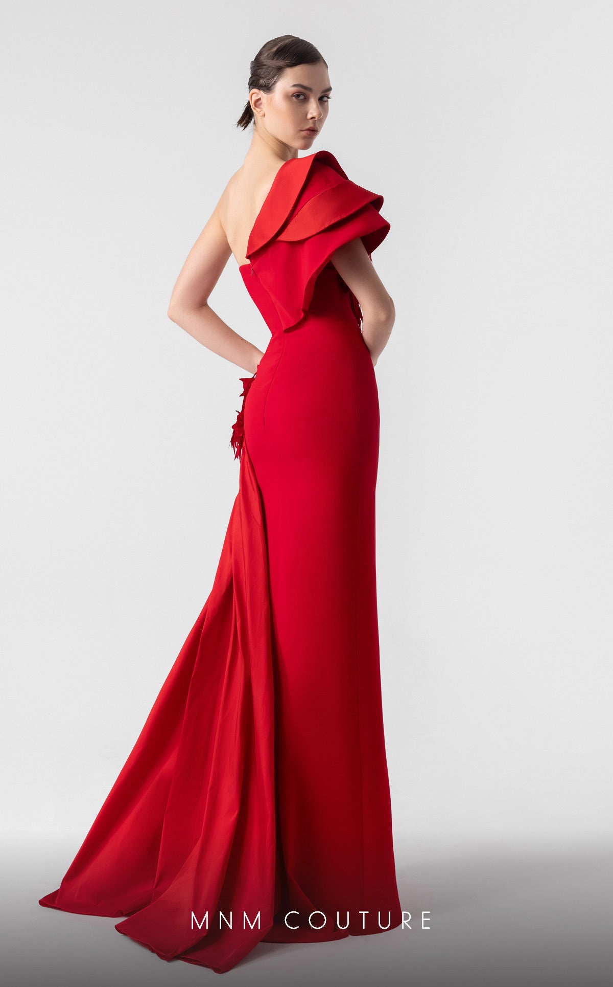 Prom Dresses Floral Applique Long Formal Prom Dress Red