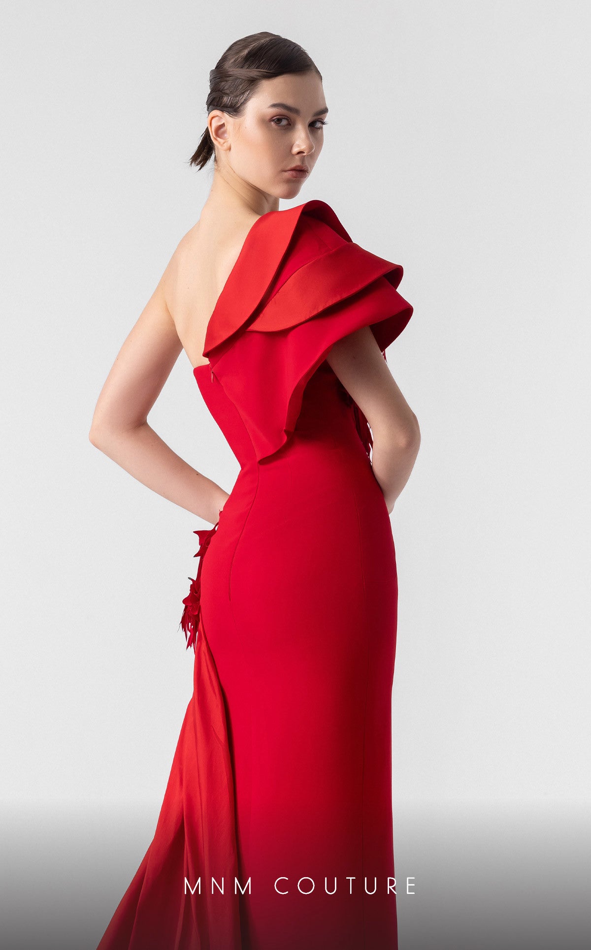 Prom Dresses Floral Applique Long Formal Prom Dress Red