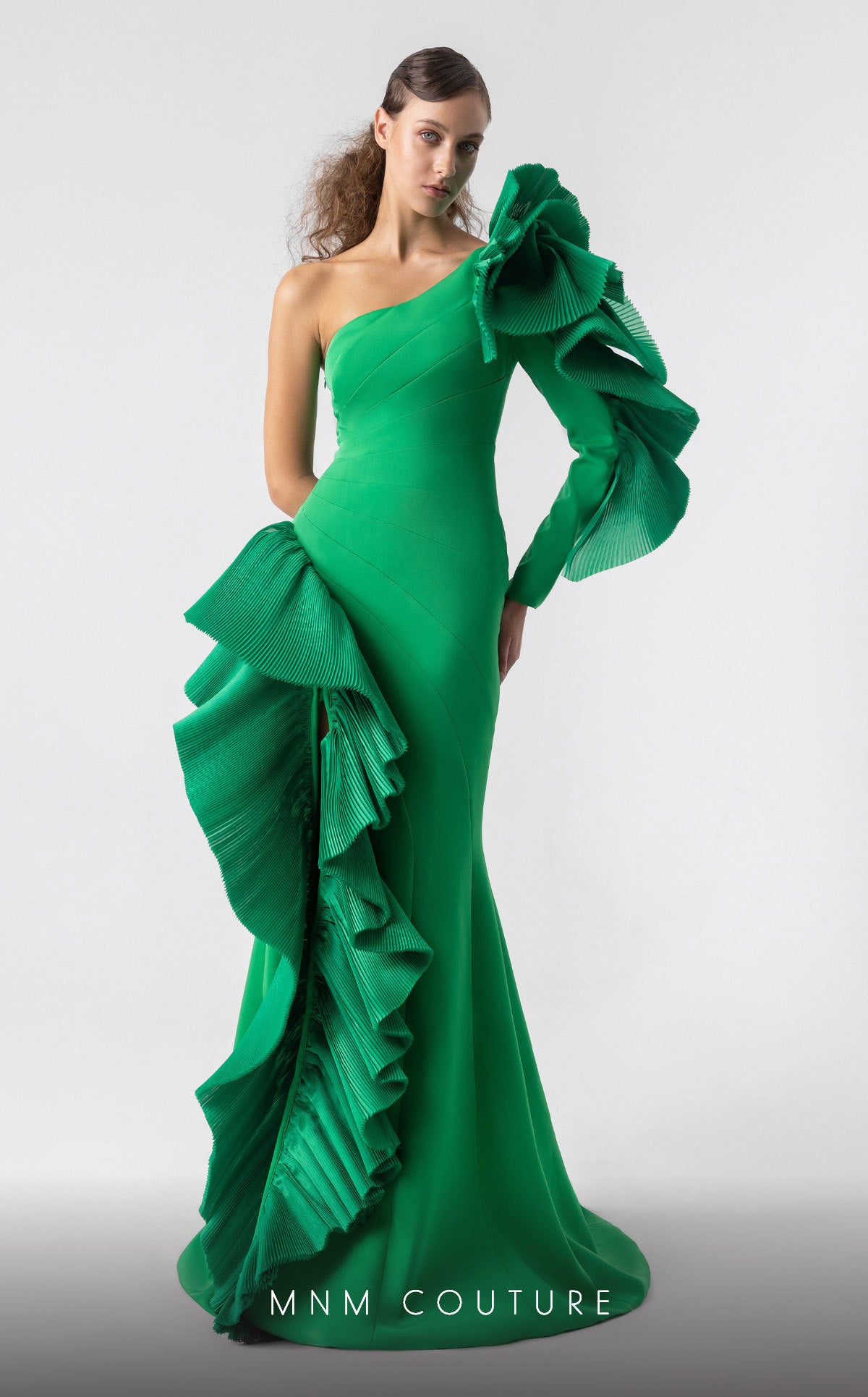 Formal Dresses Long Ruffle Prom Formal Evening Dress MNM Couture G1918 Green