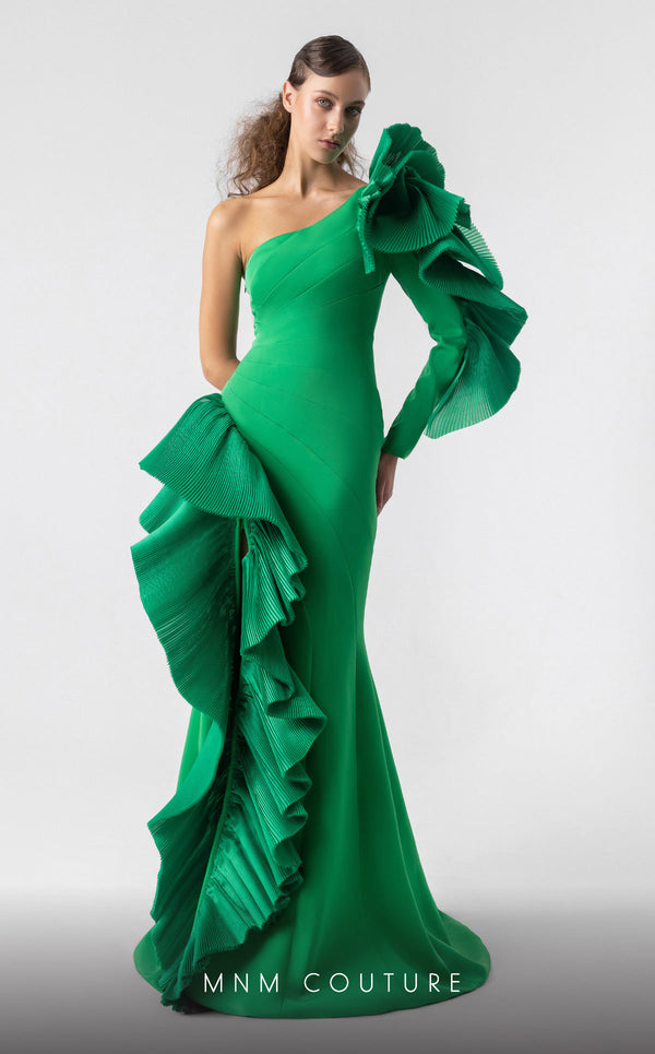 Long Ruffle Prom Formal Evening Dress MNM Couture G1918