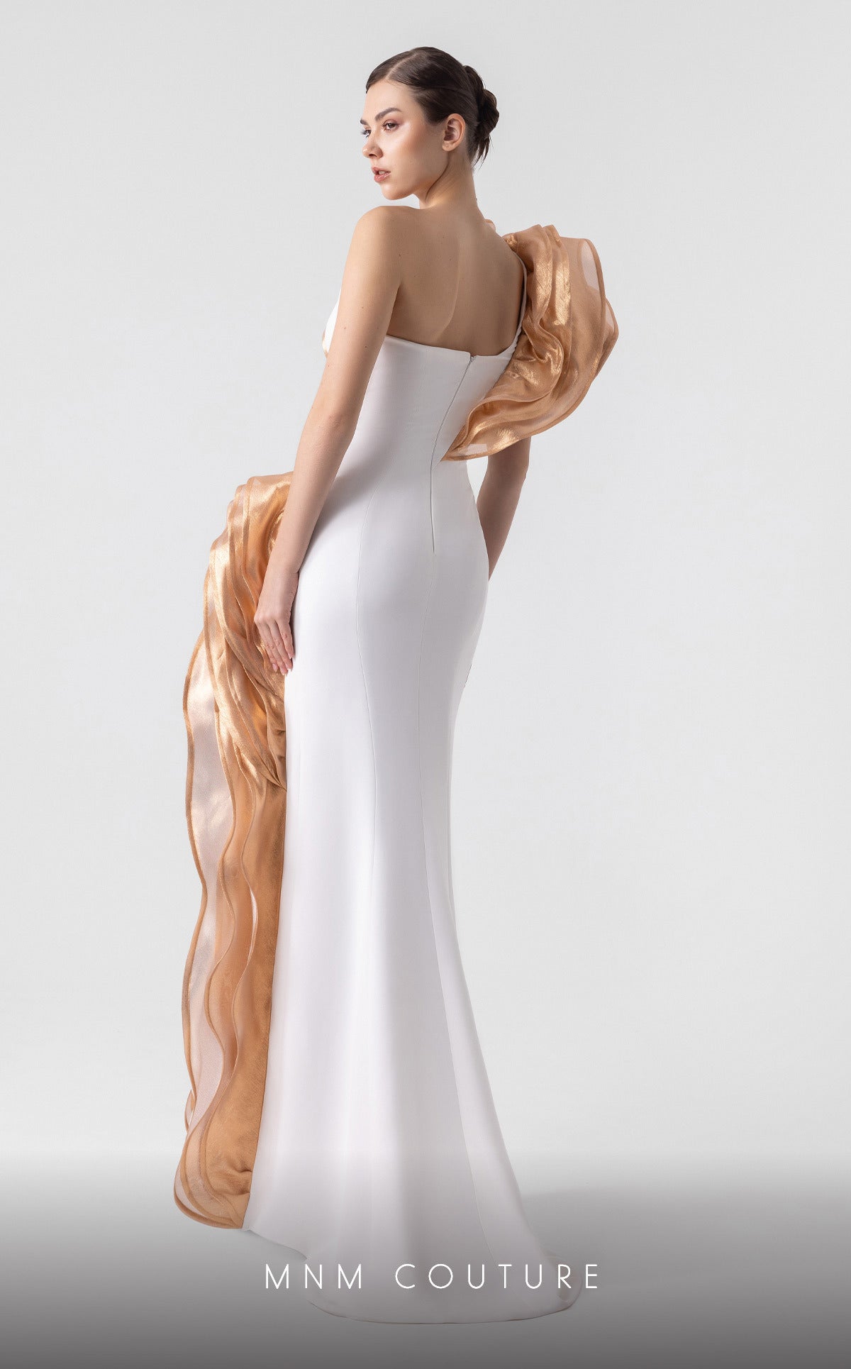 Formal Dresses Long Prom Formal Evening Ruffle Dress MNM Couture G1925 Off White